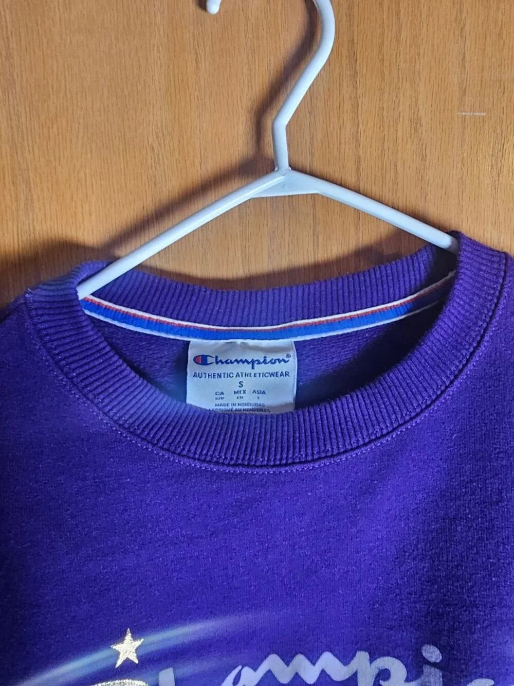 Champion Purple Crewneck Sweatshirt with Gold Logo - Picture 6 of 7